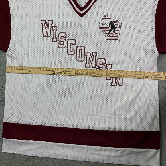 Vintage Wisconsin Hockey Jersey WI WAHA Size XL - Picture 10 of 10